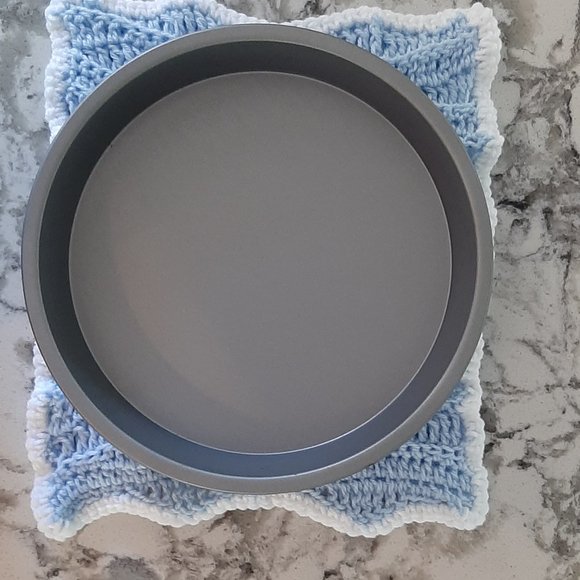 sky blue handmade crochet ocean wave hot pad/trivets - Picture 4 of 5